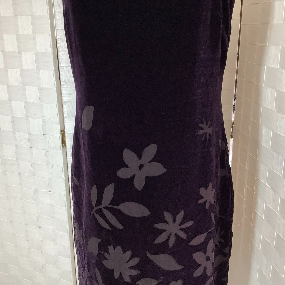 Liz claiborne night plum purple floral velvet dress size 8 - Picture 7 of 13